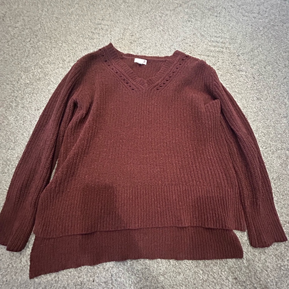 SO Women's V-Neck Sweater - Deep Brown